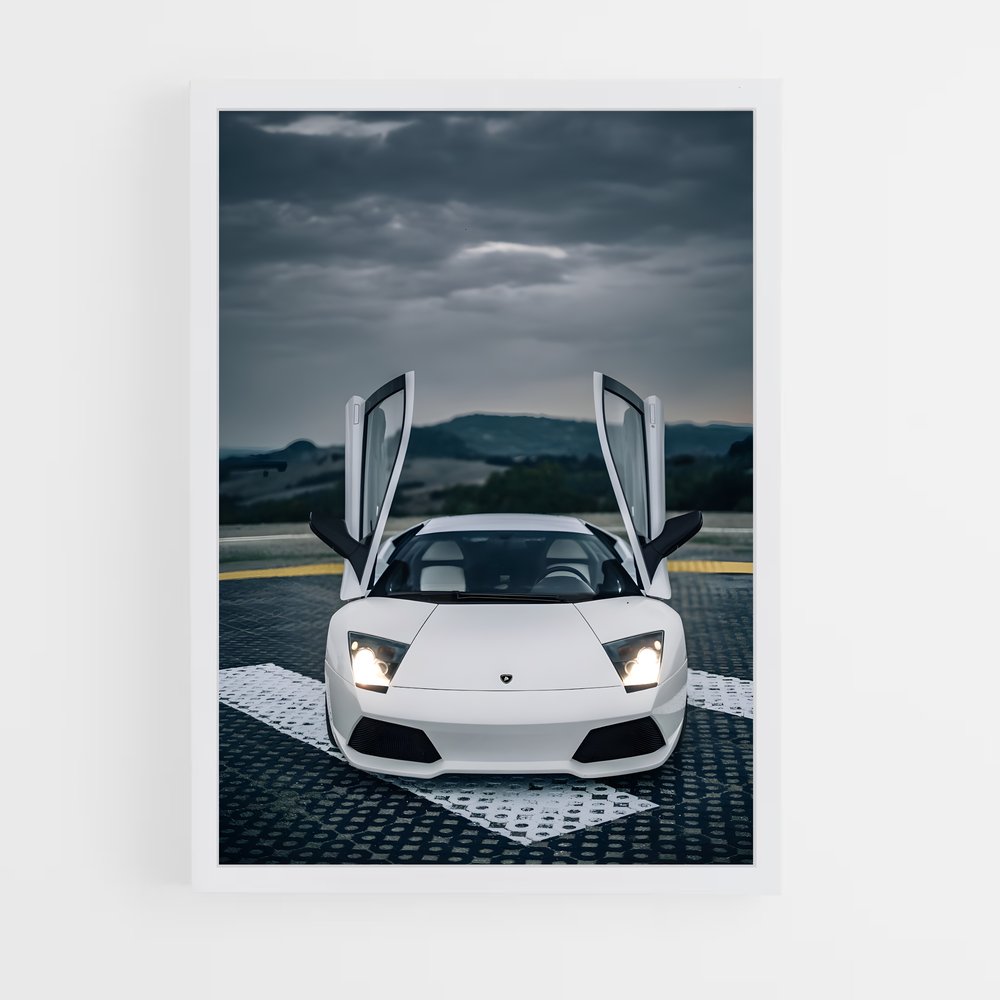 Poster Lamborghini Blanc (vue 3)